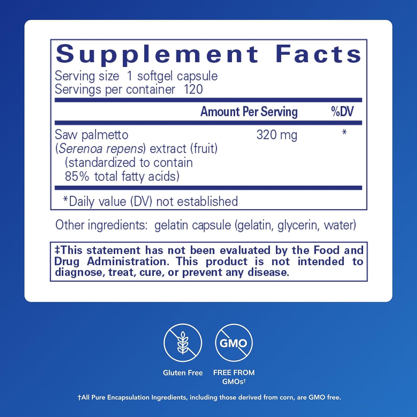 Pure Encapsulations Saw Palmetto 320 - 120 capsulas