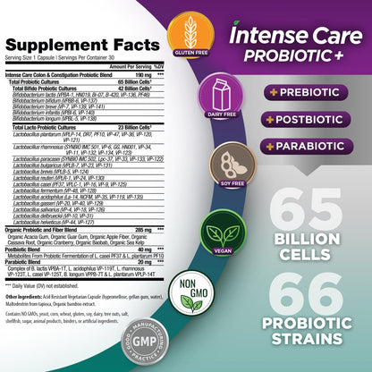Vital Planet - Probióticos de cuidado intenso para colon y estreñimiento, 30 Capsulas