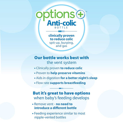 Dr. Brown's Natural Flow Anti-Colic Options+ Kit de inicio de botella para sorber estrecho, 250ml