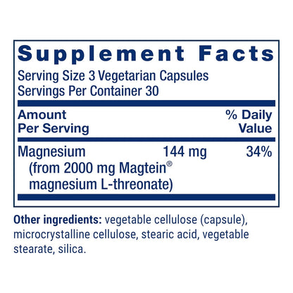 Neuro-Mag Life Extension  Magnesio L-Threonate 90 Cápsulas