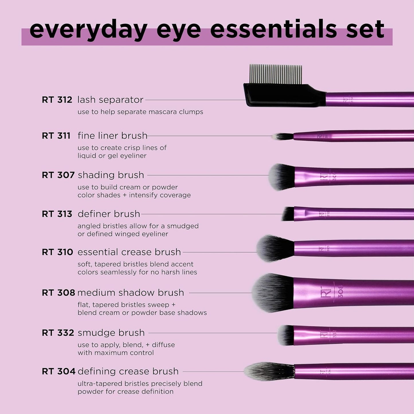 Real Techniques Everyday eye Essentials - 8 brochas