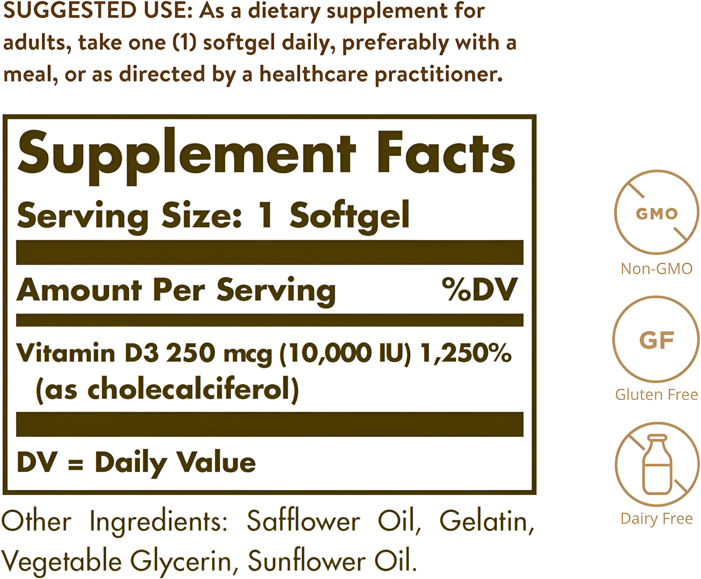 Solgar Vitamin D3 (Cholecalciferol) Capsulas