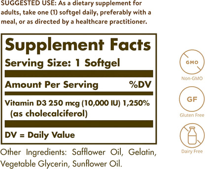 Solgar Vitamin D3 (Cholecalciferol) Capsulas