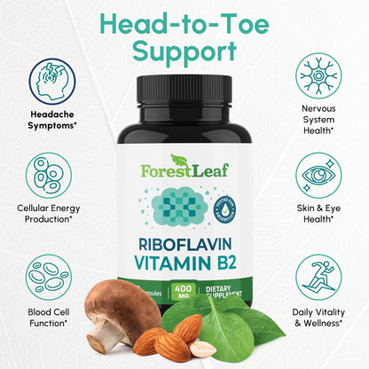 Rivoflavin  400 mg Vitamina B12 Forestleaf Formula Avanzada 90 Capsulas