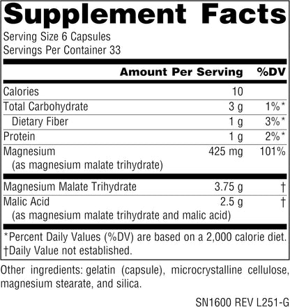 Source Naturals Malato de Magnesio, 3750 MG - 200 Cápsulas