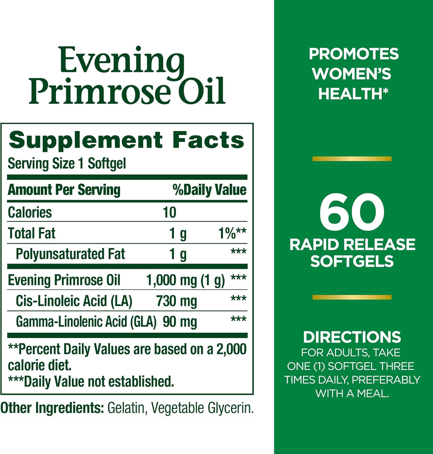 Natures Bounty Evening Primrose Oil 1000mg 60 rapid softgel