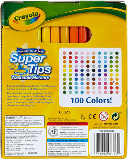 Crayola Supertips , juego de 100 plumones lavables Deluxe Limited Edition