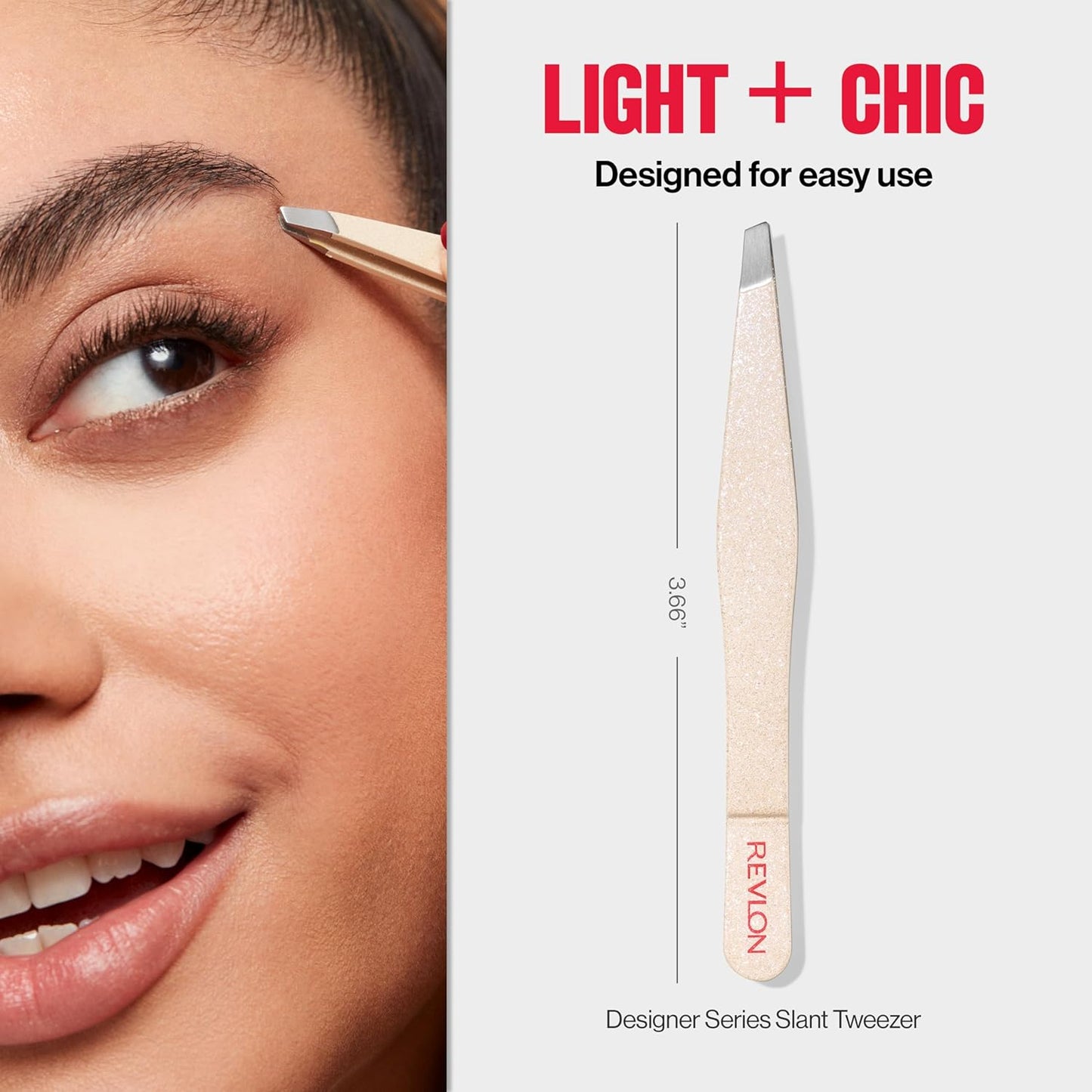 Revlon Designer Series - Pinzas inclinadas de alta precisión, hechas con acero inoxidable de larga duración, 1 unidad