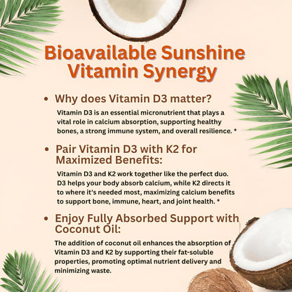 Micro Ingredients - Complejo de vitaminas D3 10,000 UI más K2 (MK-7) 200 mcg, 300 cápsulas blandas