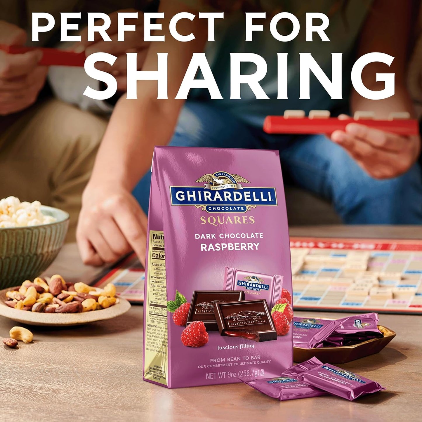 GHIRARDELLI Cuadrados de frambuesa de chocolate oscuro, 151gr