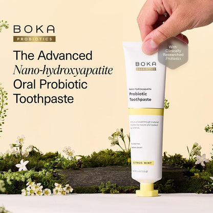 Boka Pasta dental con Probioticis y  Nano Hydroxyapatite sin Fluor Dental  Citrus Mint 96 gr.