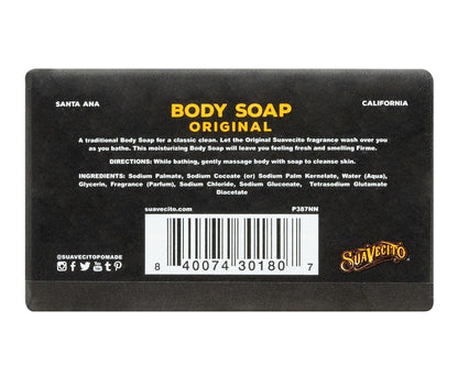 Suavecito Barra de jabón para el cuerpo y las manos hidratantes con fragancia original masculina, 170g