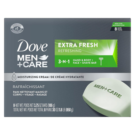 DOVE MEN + CARE Limpiador de barra 3 en 1 para cuerpo, 106 gr