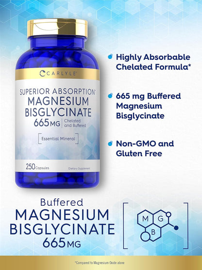 Carlyle Bisglicinato de magnesio tamponado 665 mg | 250 cápsulas