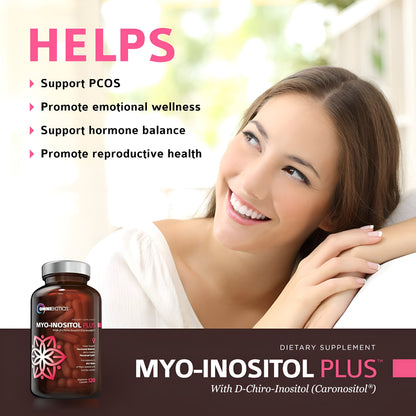 Myo-Inositol Plus & D-Chiro-Inositol ,Suplemento Ovario Poliquistico,promueve el balance hormonal y funcion ovarica - Fertilidad natural 120 Capsulas