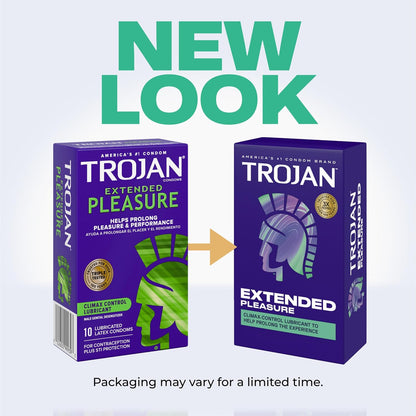 Trojan Extended Pleasure Lubricated Condones de Latex Lubricados CON RETARDANTE  12 Unidades