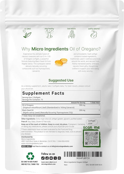 Micro Ingredients aceite de orégano 150 softgels