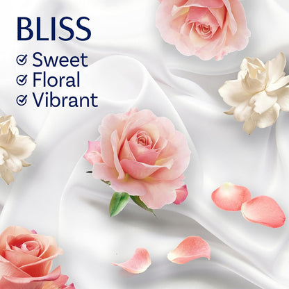 Downy Infusions Mega Toallitas para Secadora, Suavizante de Telas para la Lavandería, BLISS, Ámbar y Rosa, 65 Unidades