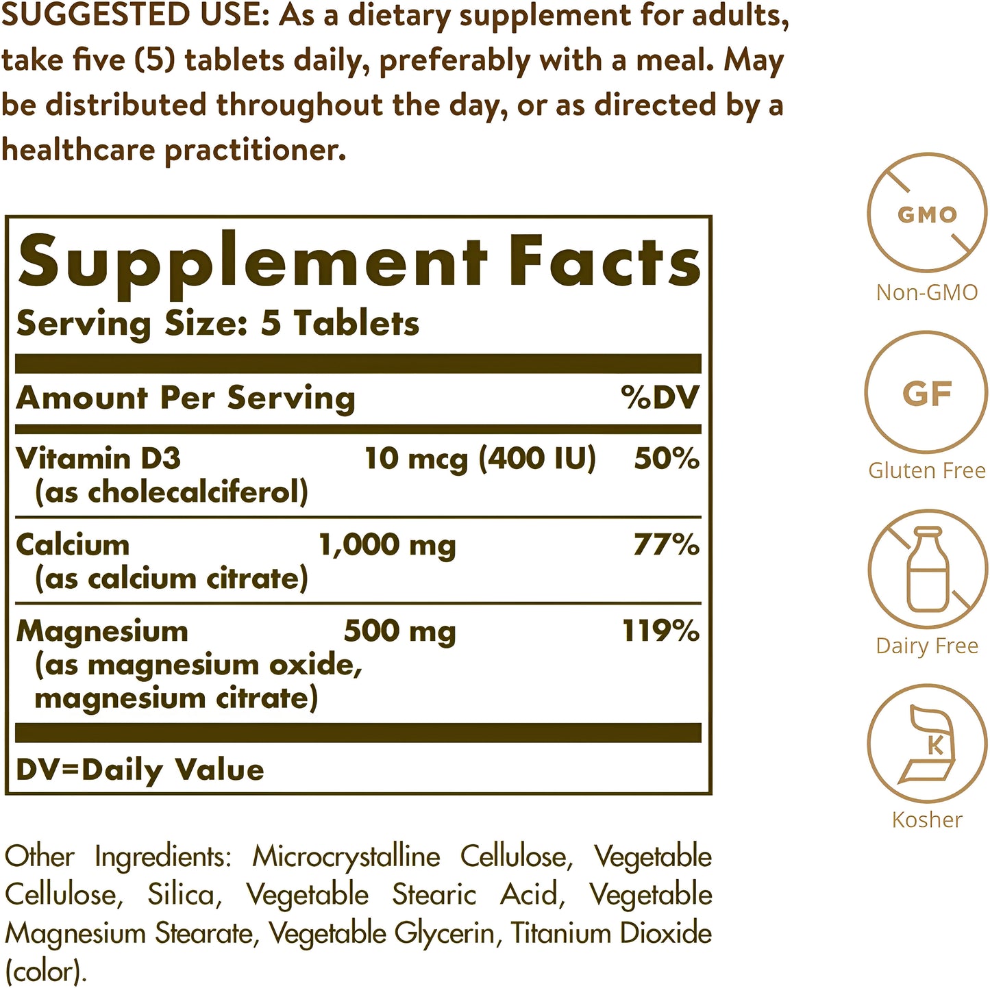 Solgar Calcio y magnesio con vitamina D3, 300 tabletas