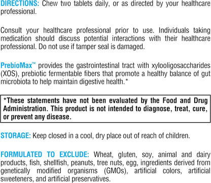 XYMOGEN PrebioMax Suplemento de fibra prebiótica – Xilooligosacáridos (XOS) – manzana, 60 Tablets