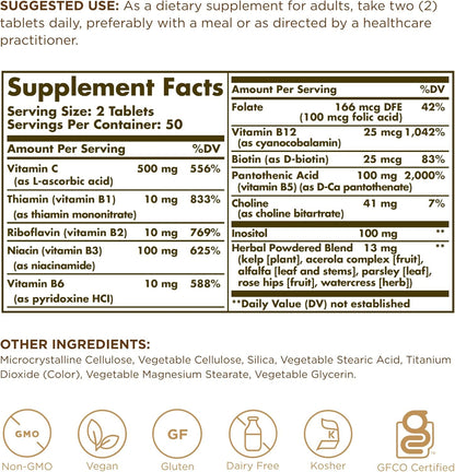 Solgar B complex , Stress Formula con Vitamina C- 100 Tabletas