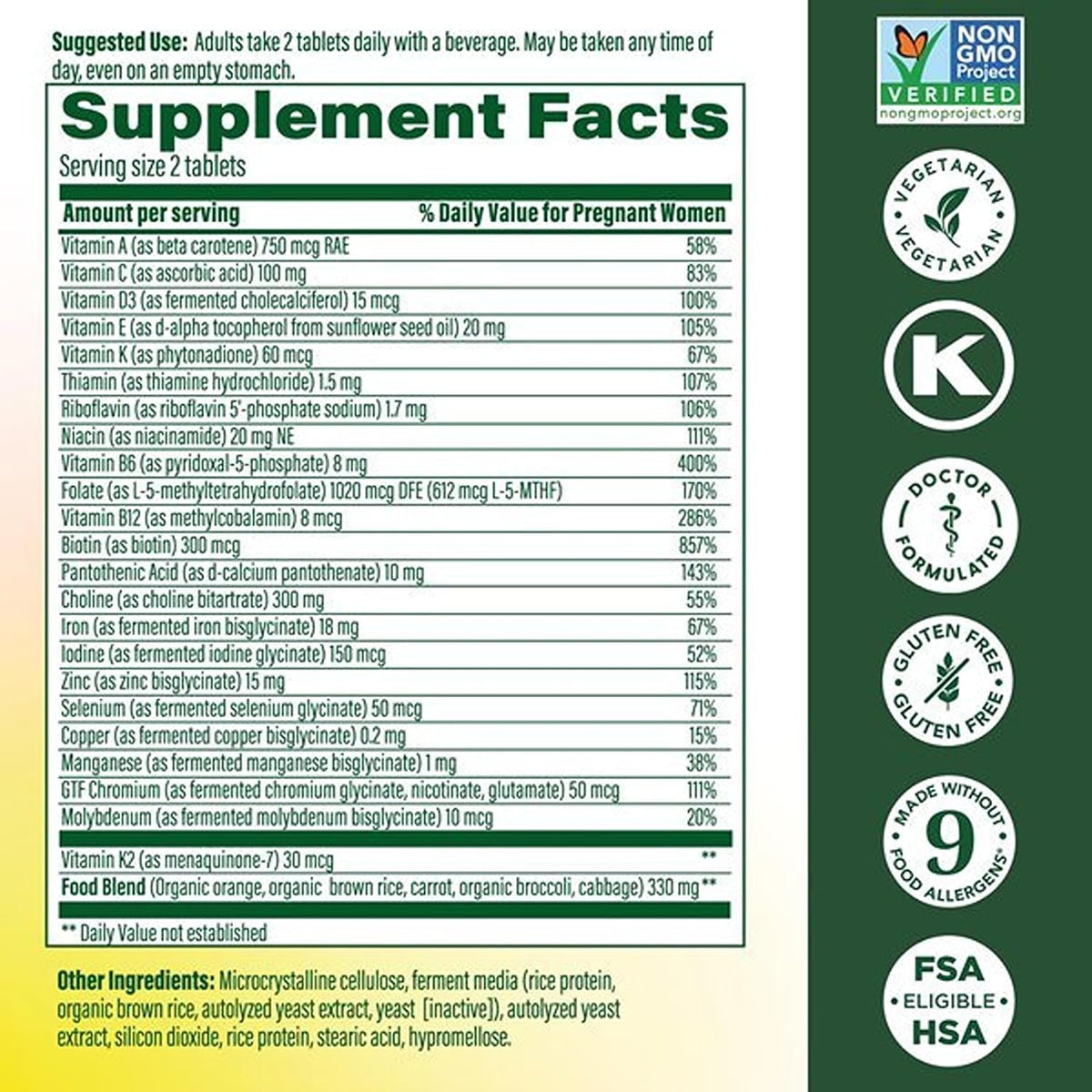 MegaFood multivitaminico prenatal 120 tabletas