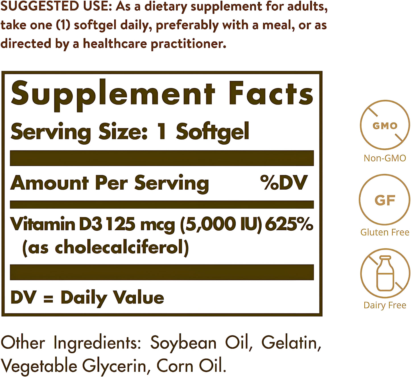 Solgar Vitamin D3 (Cholecalciferol) Capsulas