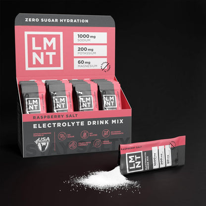 LMNT - Electrolitos sin azúcar - Sal de frambuesa | Mezcla de bebida | 30 unidades