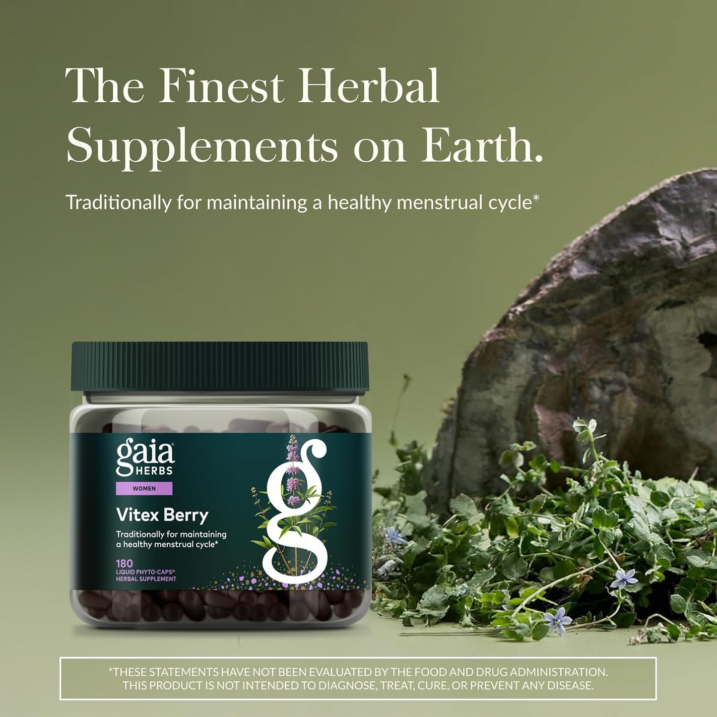 Gaia Herbs Vitex Berry - Árbol casto orgánico de 1000 mg - 180 fito-cápsulas