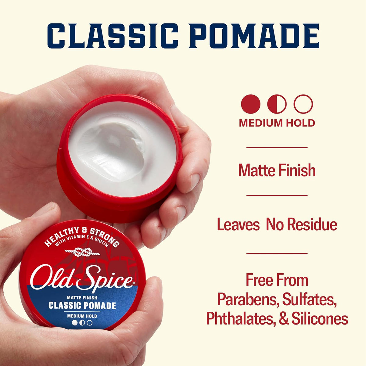 Old Spice Classic - Pomada para peinar el cabello Old Spice, acabado mate, fijación media,63gr.