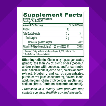 VitaFusion Vitamin D3 2000IU por servido ,50mcg 150 Gomitas
