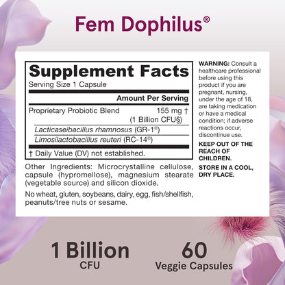 Jarrow Formulas - Fem dophilus 1billion CFU Vaginal & Urinary Tract, 60 capsulas