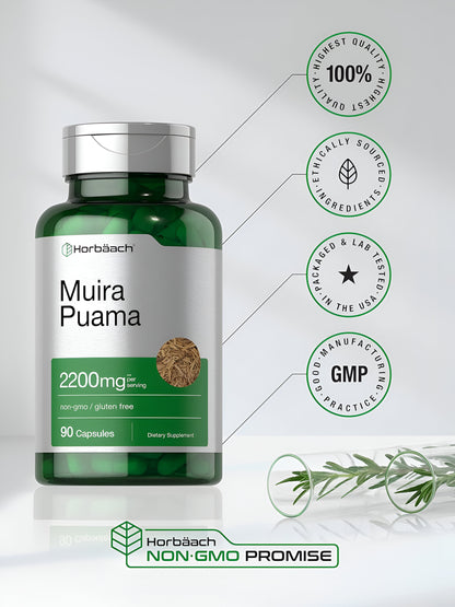 Horbaach Extracto de Muira Puama 2200 mg 90 cápsulas