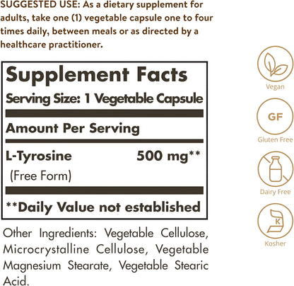 L-Tyrosine 500mg - 100 capsulas vegetables