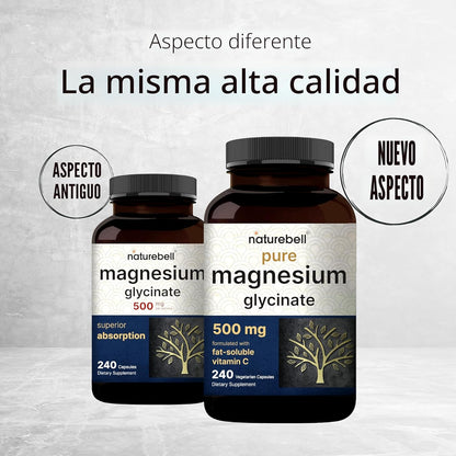 Magnesio Glisinato  500mg , 240 capsulas  - Naturebell