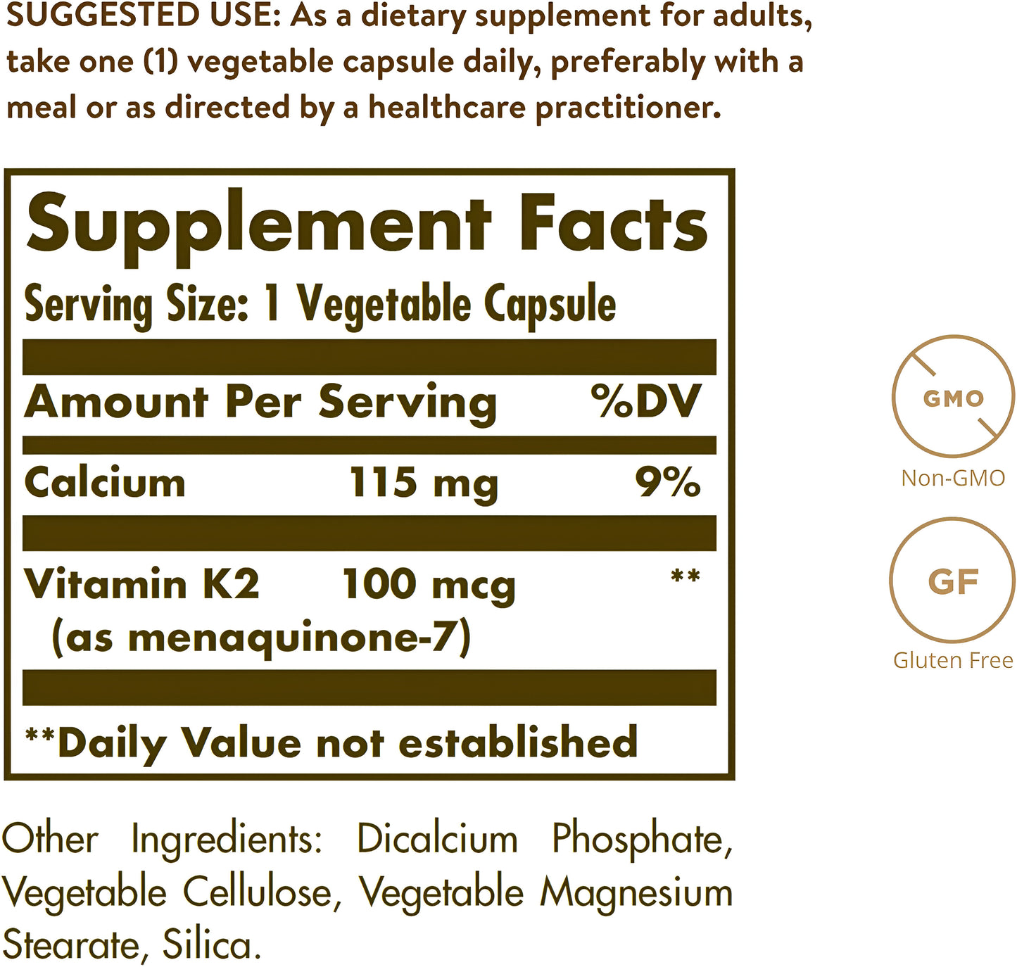 Solgar, Vitamina K2, 100 mcg, 50 cápsulas vegetales