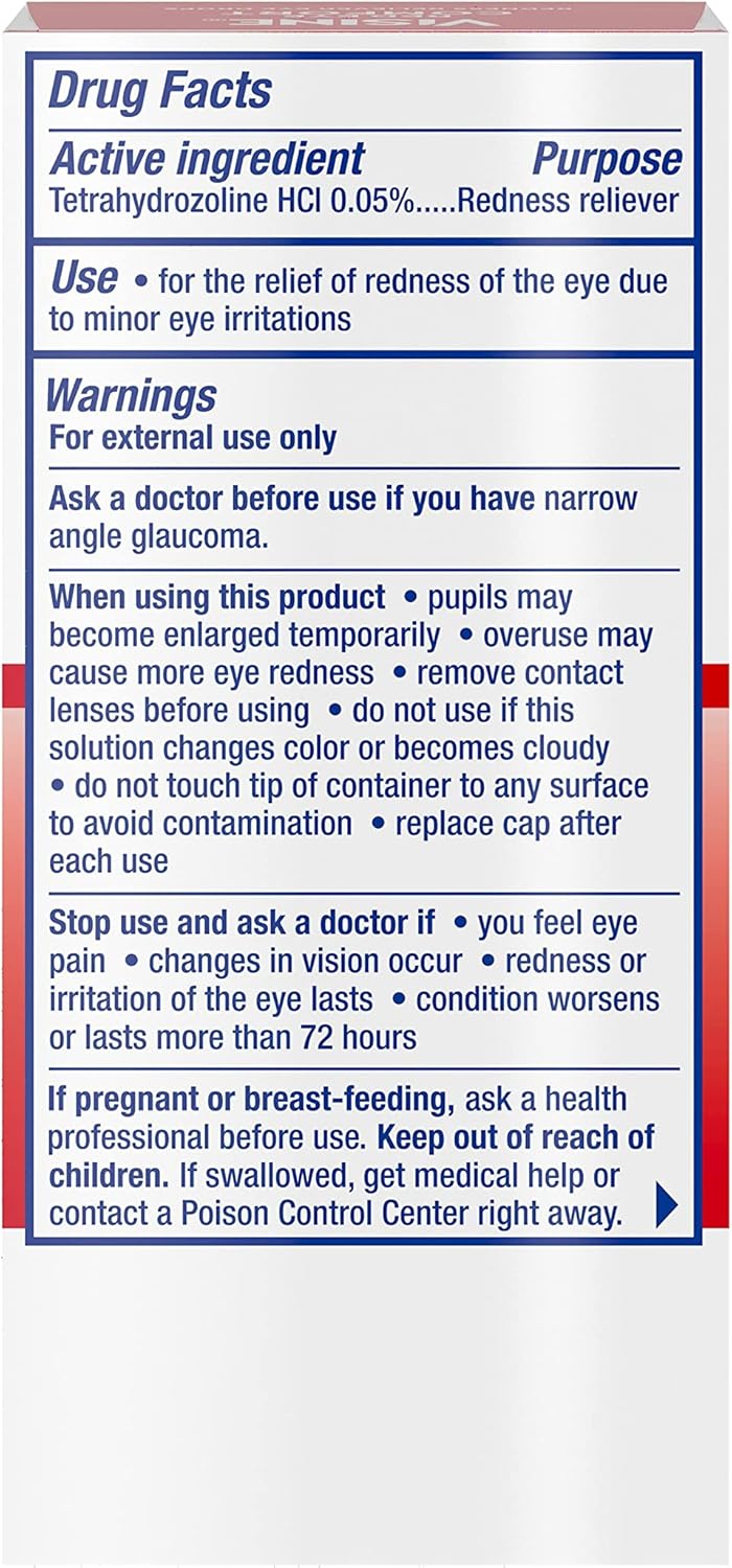 Visine Red Eye Comfort - Gotas para aliviar el enrojecimiento para ayudar a aliviar los ojos rojos debido a irritaciones menores en los ojos rápidamente, tetrahidrozolina HCl, 0.5 onzas líquidas