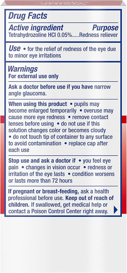 Visine Red Eye Comfort - Gotas para aliviar el enrojecimiento para ayudar a aliviar los ojos rojos debido a irritaciones menores en los ojos rápidamente, tetrahidrozolina HCl, 0.5 onzas líquidas
