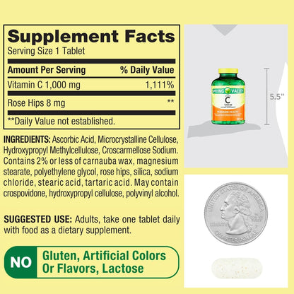 Spring Valley Vitamina C 1000 mg 250 Tabletas