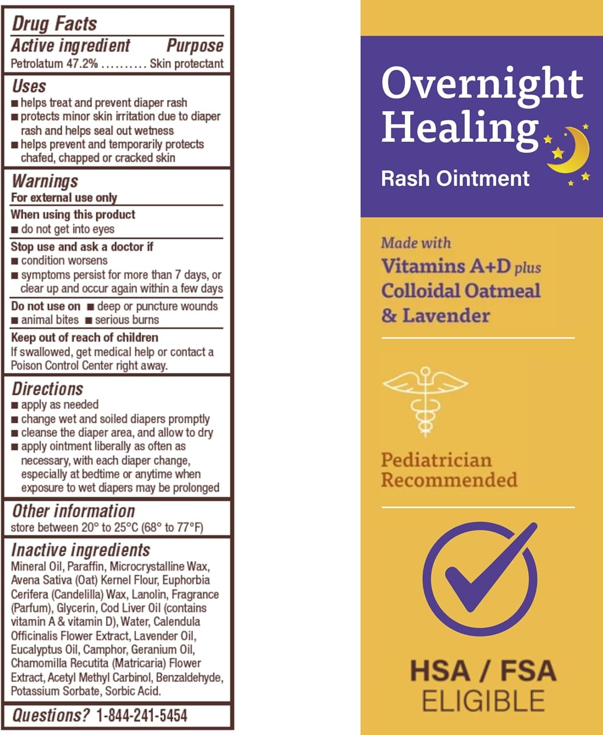 A+D Overnight Healing -  Crema  para la dermatitis del pañal de curacion Noctura - A+D para bebés, alivia, protege y cura durante la noche. 102 gr.