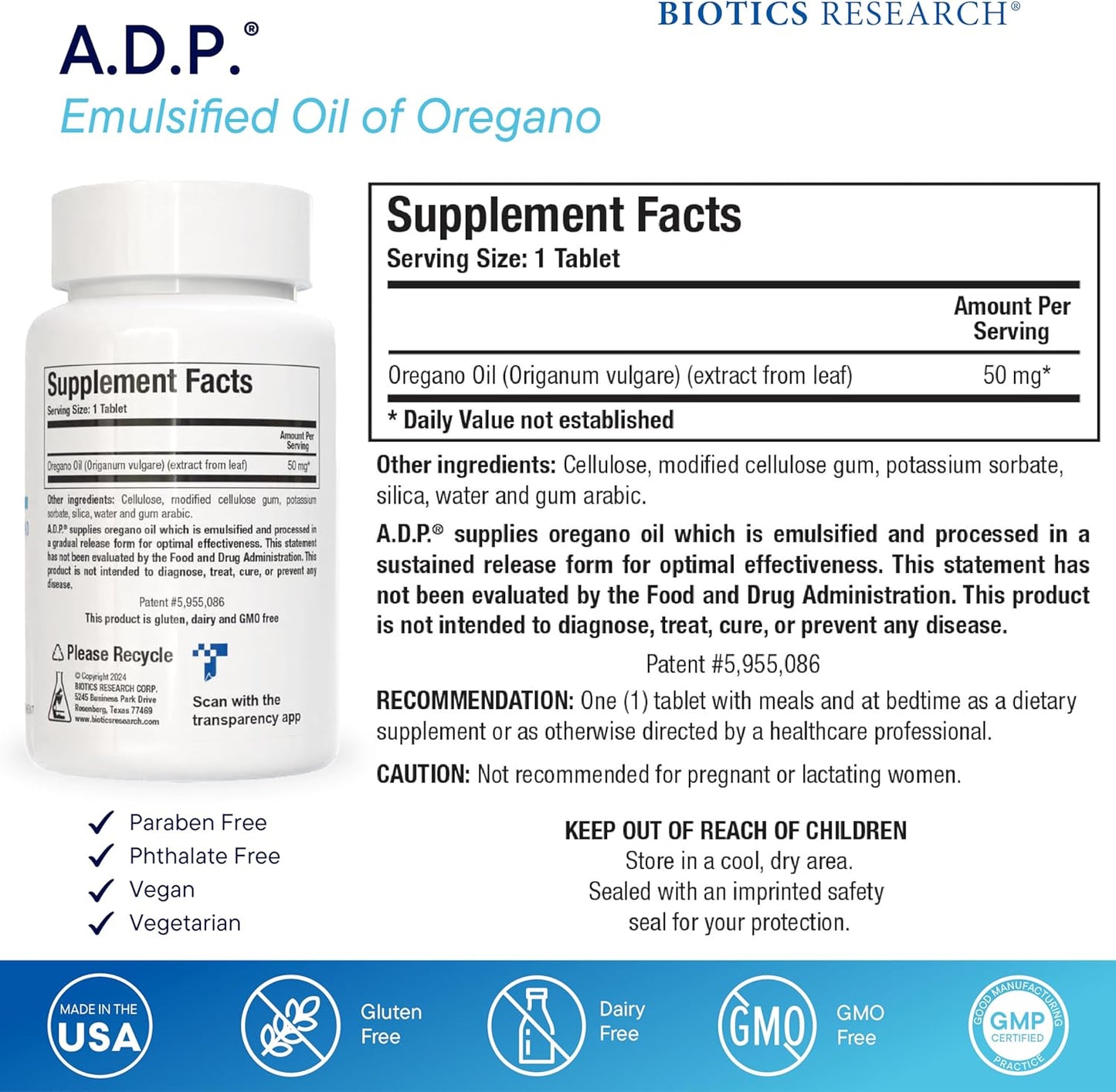 A.D.P complemento dietetico con aceite emulsionado de oregano , 120 capsulas