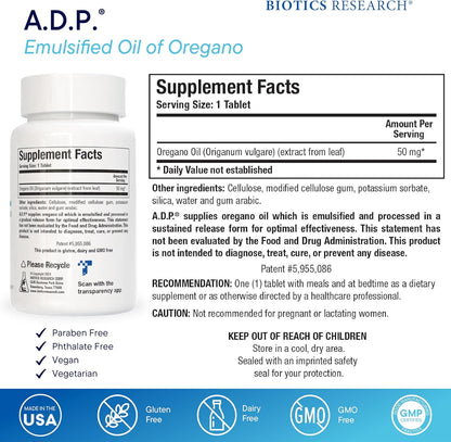 A.D.P complemento dietetico con aceite emulsionado de oregano , 120 capsulas