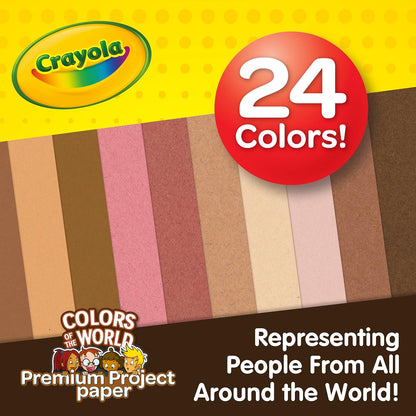 Crayola Papel de construcción en colores del mundo, 21 cm x 27 cm 24 colores, suministros para manualidades, 48 hojas