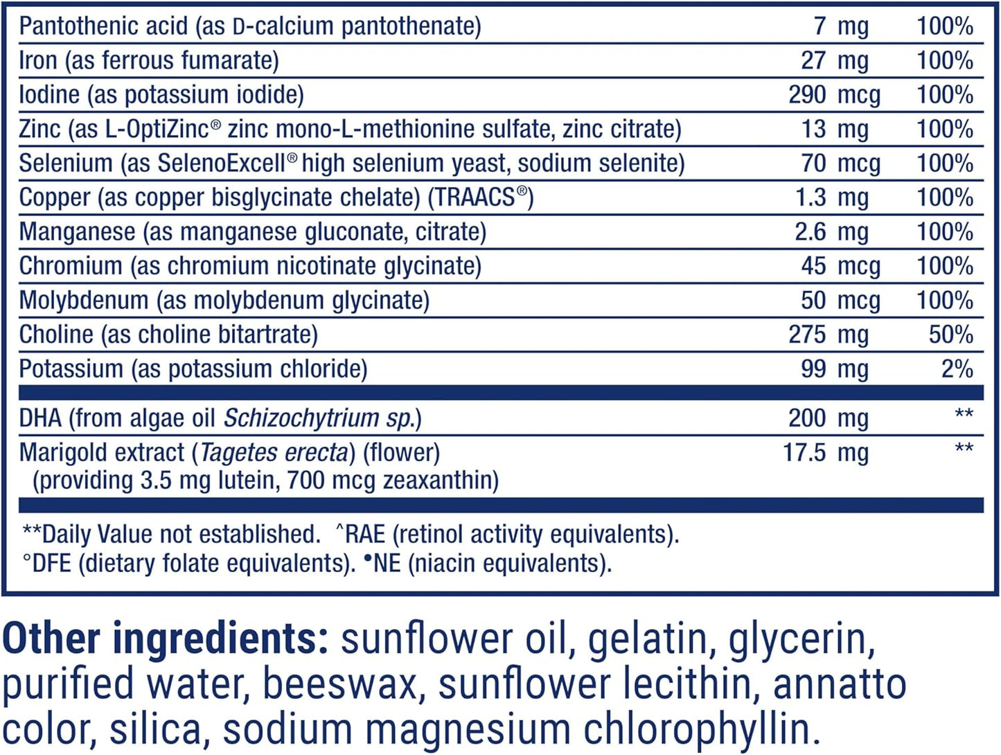 Life Extension Prenatal Advantage 120 softgels multivitamínico completo - Choline + Ácido Fólico + DHA
