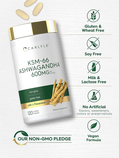 Carlyle KSM-66 Ashwagandha Root Extract 600mg | 120 capsulas vegetarianas