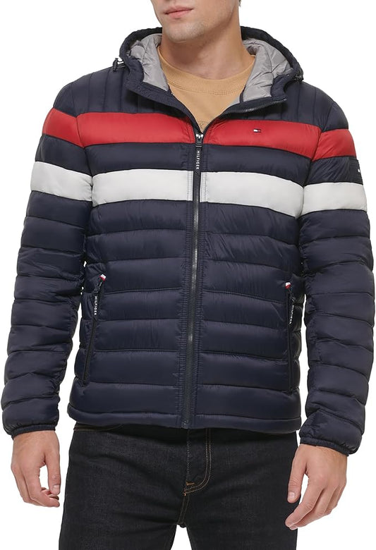 Tommy Hilfiger Chaqueta acolchada con capucha ultra loft resistente al agua para hombre