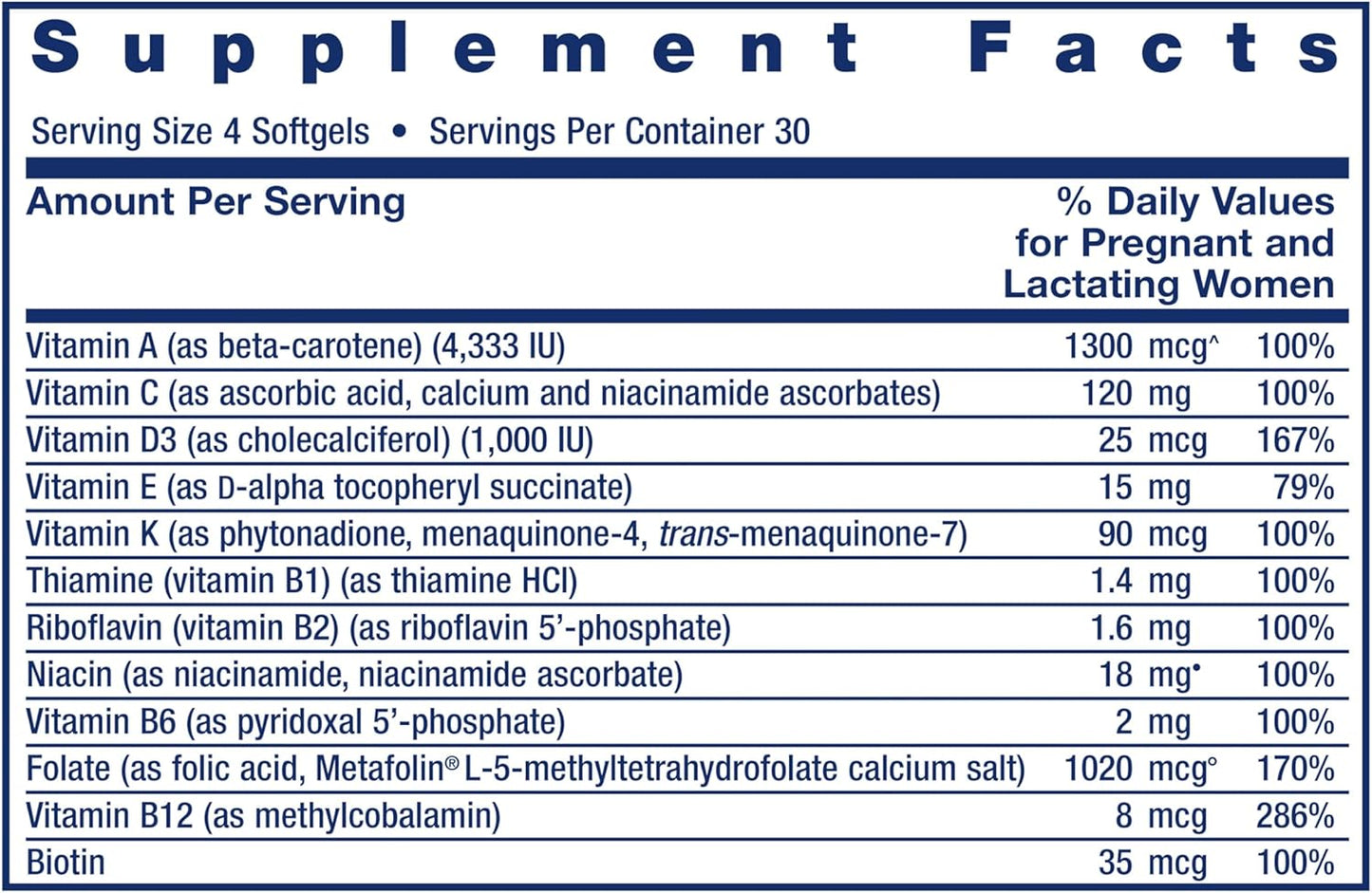 Life Extension Prenatal Advantage 120 softgels multivitamínico completo - Choline + Ácido Fólico + DHA