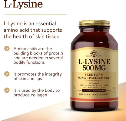 L-Lysine 500 mg Solgar -  Capsulas Vegetales