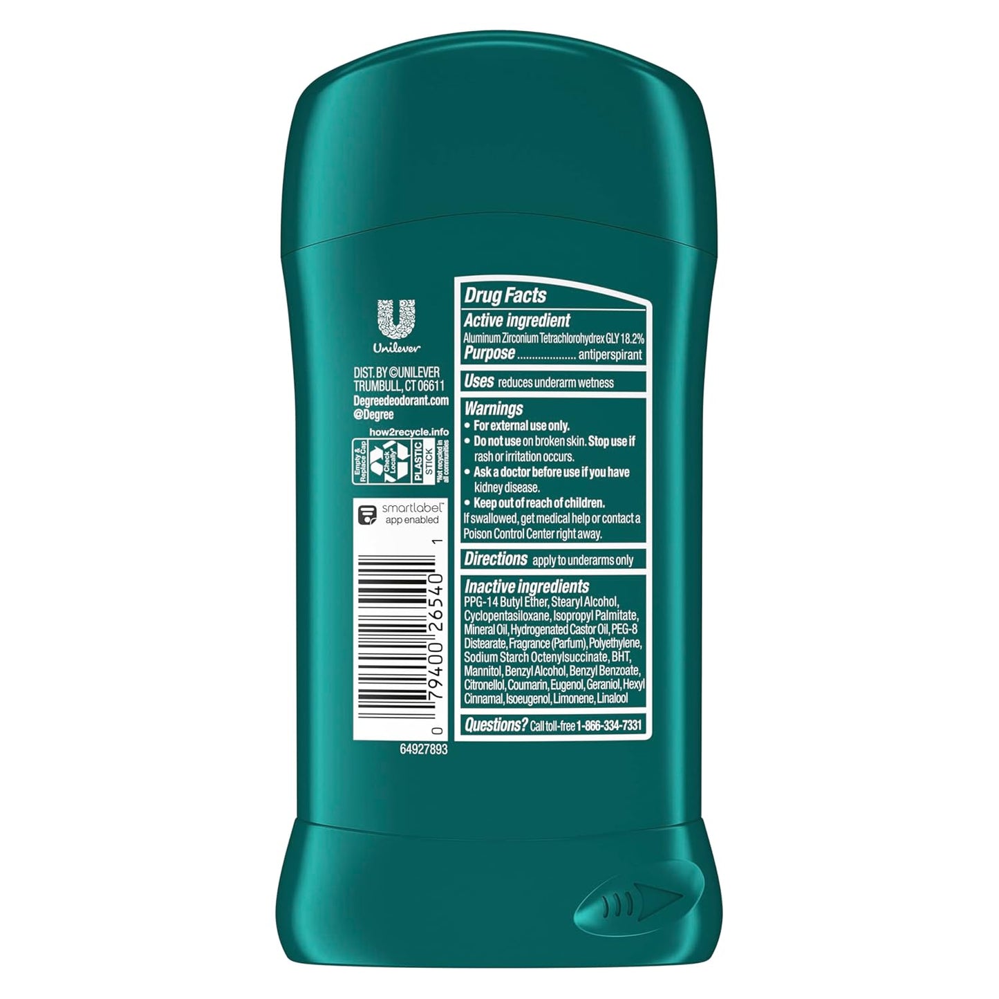 Degree Desodorante antitranspirante original Cool Rush 48 horas de protección contra el sudor y el olor, antitranspirante para hombres, 76g