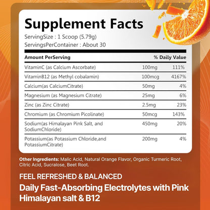 Rosabella Bebida electrolítica en polvo, sabor naranja, 173gr